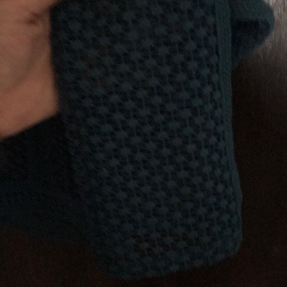 Teal, lace, and shear crop long sleeve blouse - Picture 3 of 4